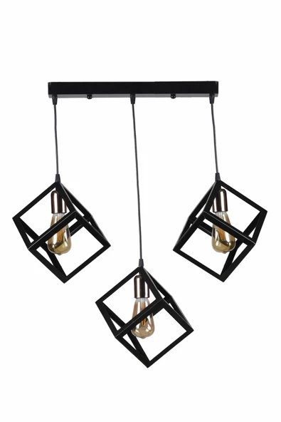 Lumexx 3'lü Kare  Sıralı Sarkıt Siyaha Bakır 7824-3 ürün görseli