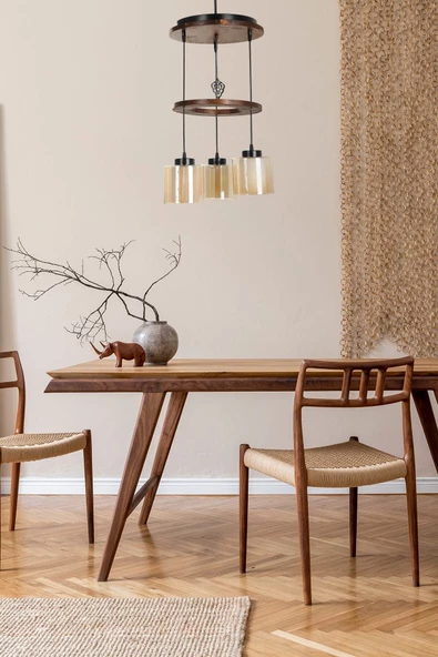 Lumexx David 3 Lü Tepsili Ceviz Bal Camlı Sarkıt - Resim 2