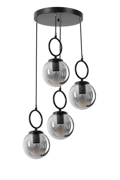 Lumexx Morino 4 Lü Tepsili Füme Camlı Siyah Sarkıt - Resim 2