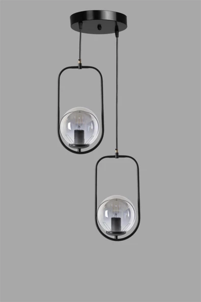 Lumexx Ahu 2 Li Tepsili Füme Camlı Siyah Sarkıt - Resim 2