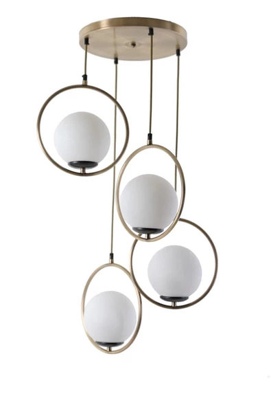 Lumexx Ring 4 Lü Tepsili Beyaz Camlı Eskitme Sarkıt - 2
