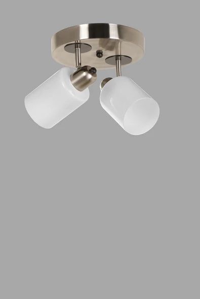 Lumexx Nomi 2 Li Tepsili Mat Krom Beyaz Camlı Avize - Resim 2