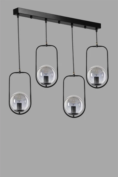 Lumexx Ahu 4 Lü Sıralı Füme Camlı Siyah Sarkıt - Resim 3