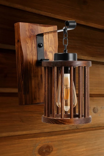 Lumexx Alkım Ceviz Ahşap Kafesli Aplik