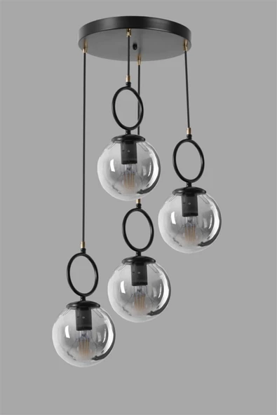 Lumexx Morino 4 Lü Tepsili Füme Camlı Siyah Sarkıt - Resim 3