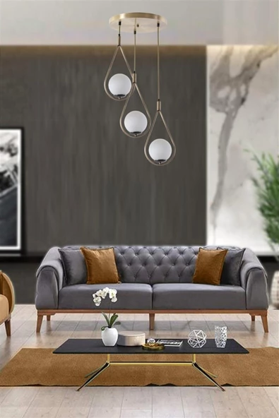 Lumexx Damla 3 Lü Tepsili Beyaz Camlı Eskitme Sarkıt