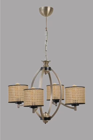 Lumexx Paul 4 Lü Eskitme Avize Rattan Abajurlu - Resim 2