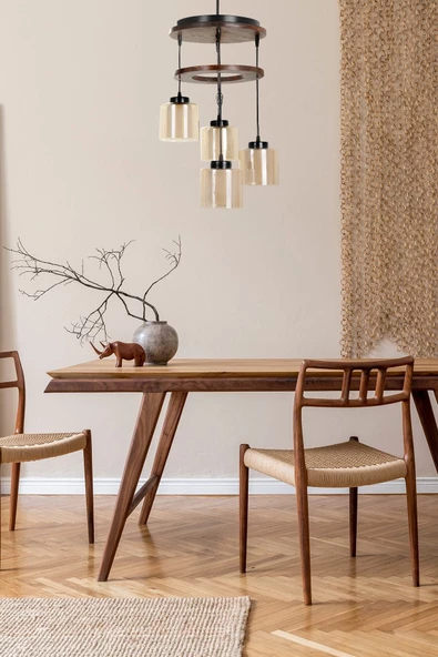 Lumexx David 4 Lü Tepsili Ceviz Bal Camlı Sarkıt - Resim 2