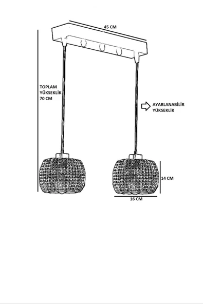 Lumexx Tıger 2 Li Sıralı Ceviz Rattan Sarkıt - Resim 3