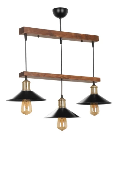 Lumexx David 3 Lü Ceviz Sıralı Metal Başlıklı Sarkıt - Resim 2