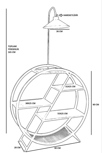 Lumexx Plüton Ceviz Lambader Metal Başlıklı - 4