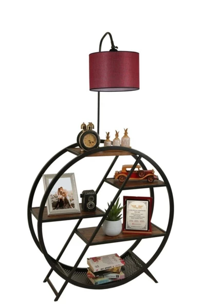 Lumexx Plüton Ceviz Lambader Silindir Hasır Bordo Abajurlu ürün görseli