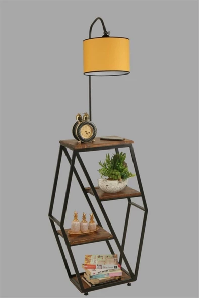 Lumexx Sembol Ceviz Lambader Silindir Hardal Abajurlu - Resim 3