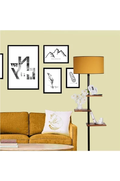 Lumexx Moda Lambader Siyah Silindir Hardal Abajurlu ürün görseli