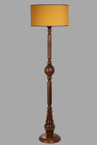 Lumexx Pırıl Ceviz Lambader Silindir Hardal Abajurlu - Resim 2