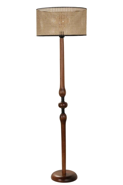 Lumexx Mayıs Ceviz Lambader Silindir Rattan Abajurlu - 2