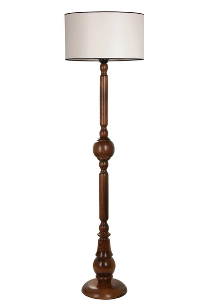 Lumexx Pırıl Ceviz Lambader Silindir Finli Krem Abajurlu ürün görseli