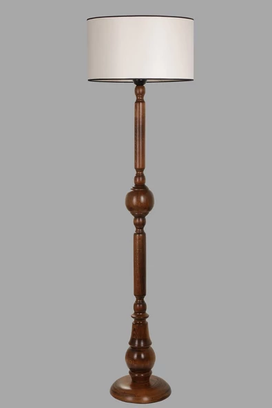 Lumexx Pırıl Ceviz Lambader Silindir Finli Krem Abajurlu - Resim 2