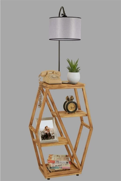 Lumexx Asos Yanık Lambader Silindir Açik Gri Abajurlu - 4