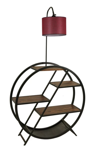 Lumexx Plüton Ceviz Lambader Silindir Hasır Bordo Abajurlu - Resim 2