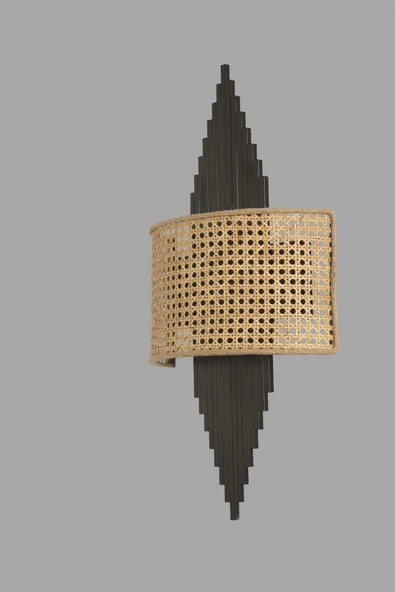 Lumexx ASLI SİYAH OVAL RATTAN ABAJURLU APLİK - 2