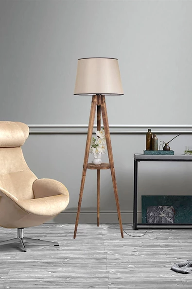 Lumexx Sehbalı Tripod Yanık Lambader Pramit Açık Hasır Abajurlu