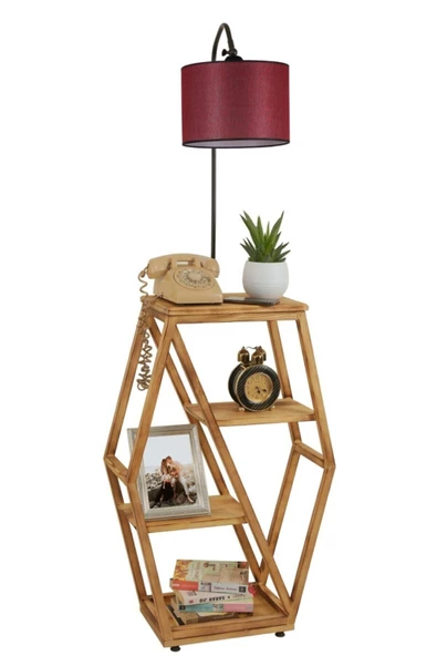 Lumexx Asos Yanık Lambader Silindir Hasir Bordo Abajurlu - 2