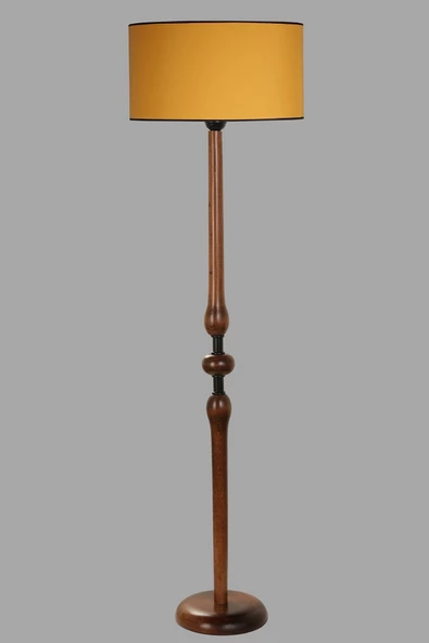 Lumexx Mayıs Ceviz Lambader Silindir Hardal Abajurlu