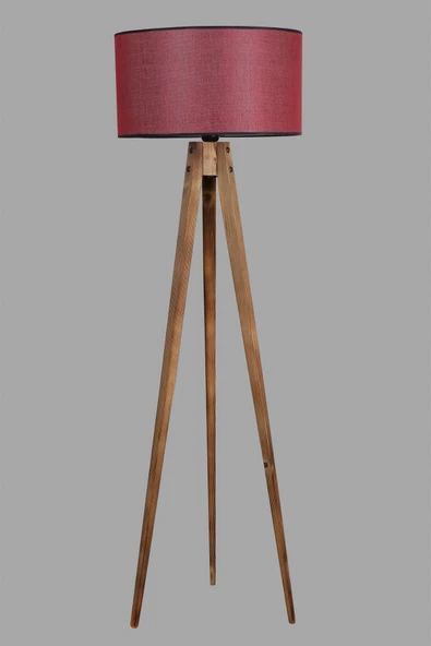 Lumexx Tripod Yanık Lambader Silindir Koyu Bordo Abajurlu - 2