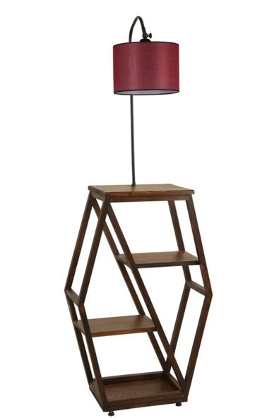 Lumexx Asos Ceviz Lambader Silindir Hasır Bordo Abajurlu - Resim 3