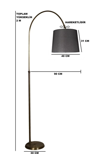 Lumexx Lina Lambader Eskitme Ayak Pramit Hasır Siyah Abajurlu - Resim 2