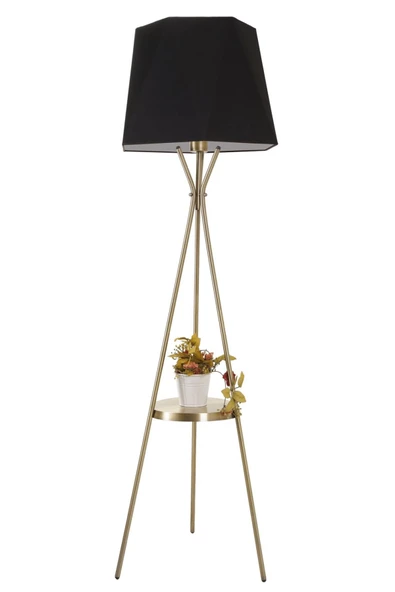 Lumexx Venedik Sehpalı Eskitme Lambader Altıgen Siyah Abajurlu - Resim 2