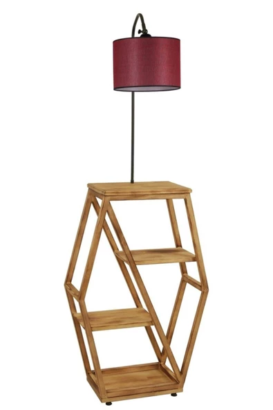 Lumexx Asos Yanık Lambader Silindir Hasir Bordo Abajurlu - 3
