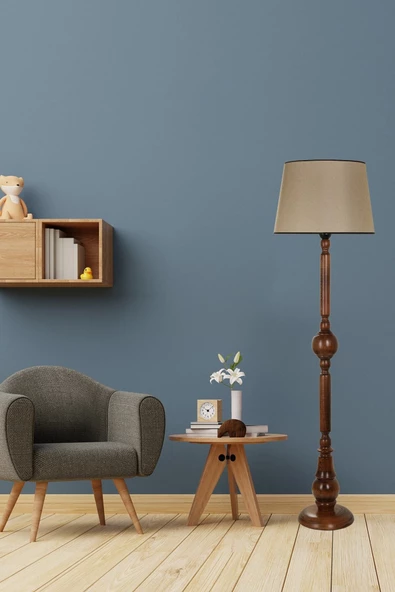 Lumexx Pırıl Ceviz Lambader Pramit Koyu Hasır Abajurlu