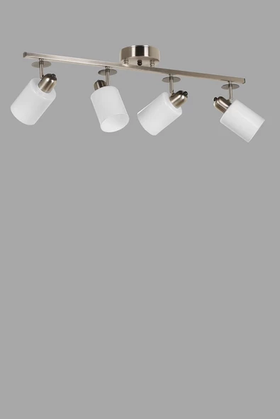 Lumexx Nomi 4 Lü Sıralı Mat Krom Beyaz Camlı Avize - Resim 2