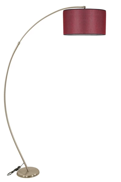 Lumexx Mısra Mat Krom Lambader Silindir Hasır Bordo Abajurlu - Resim 2