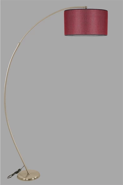 Lumexx Mısra Mat Krom Lambader Silindir Hasır Bordo Abajurlu - Resim 3