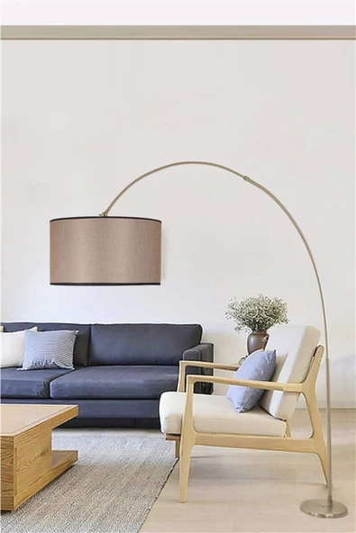 Lumexx Deve Boynu Mat Krom Lambader Silindir Koyu Hasır Abajurlu ürün görseli