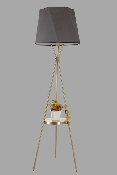 Lumexx Venedik Sehpalı Eskitme Lambader Altıgen Koyu Gri Abajurlu - 3