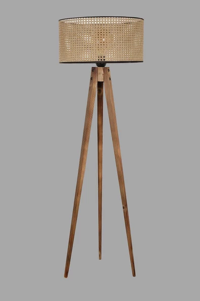 Lumexx Tripod Lambader Yanık Silindir Rattan Abajurlu - 2