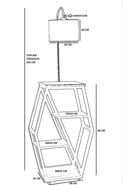 Lumexx Asos Ceviz Lambader Silindir Hasır Bordo Abajurlu - Resim 5