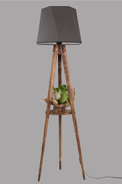 Lumexx Sehbalı Tripod Lambader Yanık Altıgen Koyu Gri Abajurlu - 2