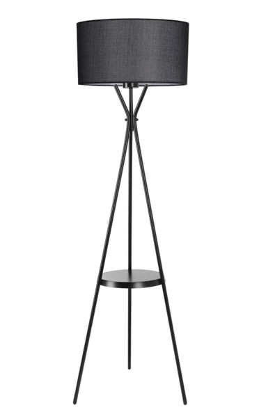 Lumexx Venedik Sehpalı Siyah Lambader Silindir Hasır Siyah Abajurlu - Resim 3