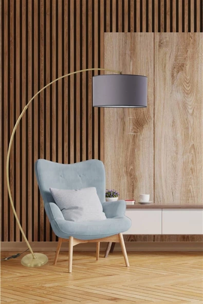 Lumexx Mısra Eskitme Lambader Silindir Koyu Gri Abajurlu