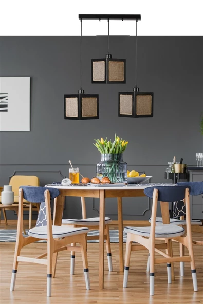 Lumexx KUMSAL 3 LÜ SIRALI SİYAH HASIR AVİZE ürün görseli