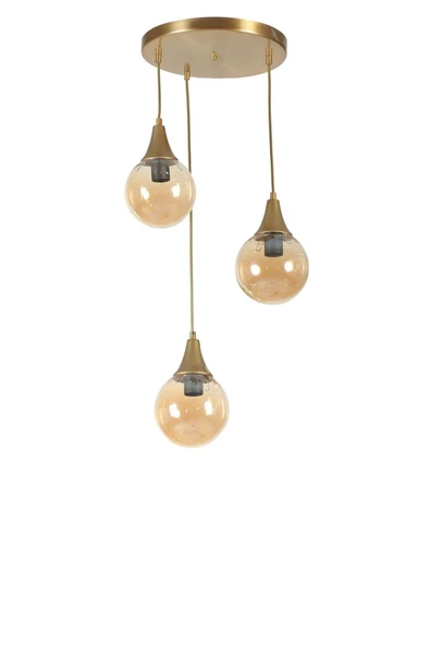 Lumexx AFRA 3 LÜ TEPSİLİ ESKİTME BAL CAMLI SARKIT - Resim 2