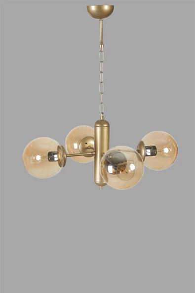 Lumexx BANKOK 4 LÜ ESKİTME BAL CAMLI AVİZE - Resim 2