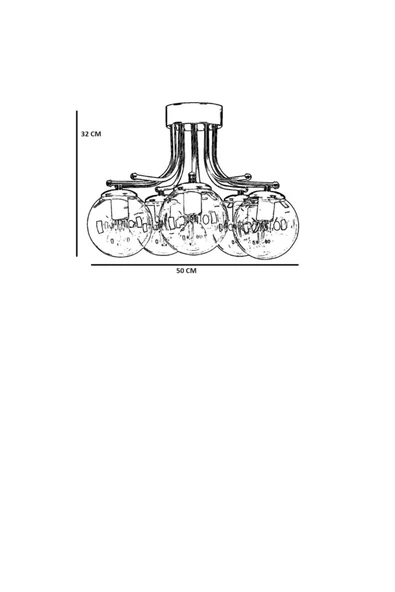 Lumexx ROMA 5 Lİ SİYAH BEYAZ CAMLI AVİZE - Resim 3