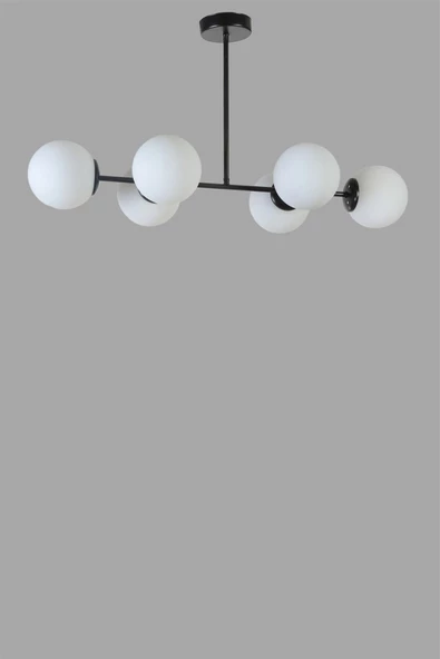 Lumexx YENİ FAVORİ 6 LI SİYAH BEYAZ CAMLI AVİZE - Resim 3