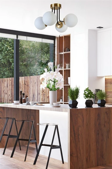 Lumexx PABLO 4 LÜ ESKİTME BEYAZ CAMLI AVİZE - Resim 2